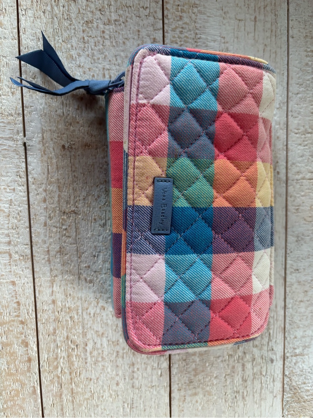 Vera Bradley Patchwork Quilted Zip-Around Wallet in Multicolor Checks